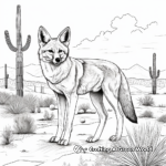 Coyote in Desert: Scene Coloring Pages 1