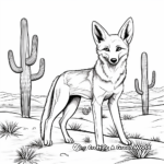 Coyote in Desert: Scene Coloring Pages 2