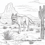 Coyote in Desert: Scene Coloring Pages 3