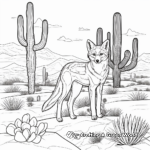 Coyote in Desert: Scene Coloring Pages 4