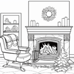 Cozy Winter Fireplace Scene Coloring Pages 1