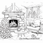 Cozy Winter Fireplace Scene Coloring Pages 2