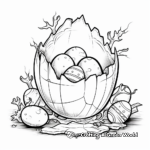 Cracked Egg and Easter Basket Coloring Pages 1