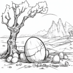 Cracked Egg with Easter Scenery Coloring Pages 1