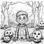 Creepy Graveyard Trick or Treat Coloring Pages 1