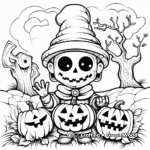 Creepy Graveyard Trick or Treat Coloring Pages 4