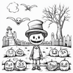 Creepy Halloween Graveyard Coloring Pages 4