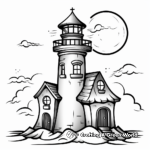 Creepy Haunted Lighthouse Coloring Pages 1