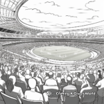 Cricket Stadium and Crowd: Stadium-Scene Coloring Pages 2