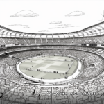 Cricket Stadium and Crowd: Stadium-Scene Coloring Pages 3