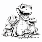 Crocodile Family Coloring Pages: Male, Female, and Young 2