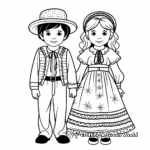 Cultural USA Traditional Dresses Coloring Pages 1
