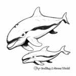 Cute “Mother and Calf” Killer Whale Coloring Pages 2