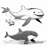 Cute “Mother and Calf” Killer Whale Coloring Pages 3