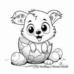 Cute Animals in Cracked Eggs Coloring Pages 1
