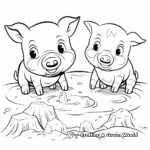 Cute Baby Pigs in Mud Coloring Pages for Kids 1