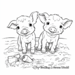 Cute Baby Pigs in Mud Coloring Pages for Kids 2