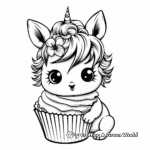 Cute Baby Unicorn and Cupcake Coloring Pages 3
