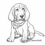 Cute Basset Hound with Bandana Coloring Pages 1