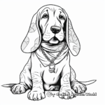 Cute Basset Hound with Bandana Coloring Pages 3