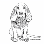 Cute Basset Hound with Bandana Coloring Pages 4