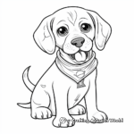 Cute Beagle with Bandana Coloring Pages 2