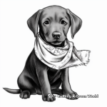 Cute Black Lab with Bandana Coloring Pages 1