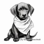 Cute Black Lab with Bandana Coloring Pages 4