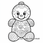 Cute Candy Cane and Gingerbread Man Coloring Pages 3
