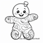 Cute Candy Cane and Gingerbread Man Coloring Pages 4
