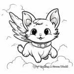Cute Cartoon Flying Cat Coloring Pages 3