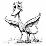 Cute Cartoon Quetzalcoatlus Coloring Pages for Kids 1