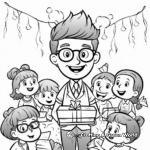 Cute Cartoon-style Teacher Birthday Party Coloring Pages 1