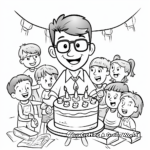 Cute Cartoon-style Teacher Birthday Party Coloring Pages 2