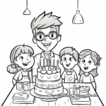 Cute Cartoon-style Teacher Birthday Party Coloring Pages 3