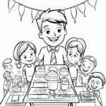 Cute Cartoon-style Teacher Birthday Party Coloring Pages 4