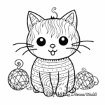 Cute Cat and Yarn Ball Coloring Pages 1