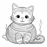 Cute Cat and Yarn Ball Coloring Pages 3