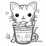 Cute Cat-themed Bubble Tea Coloring Pages 2