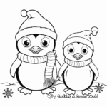 Cute Christmas Penguins Coloring Pages for Adults 1