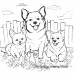 Cute Corgis with Friends: Corgi and Cat Coloring Pages 3