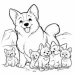 Cute Corgis with Friends: Corgi and Cat Coloring Pages 4