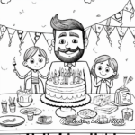 Cute Dad's Birthday Party Scene Coloring Pages 1