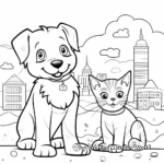 Cute Dog and Cat Friendship Coloring Pages 4