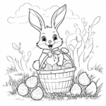 Cute Easter Bunny with Basket for Kids Coloring Pages 1