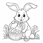 Cute Easter Bunny with Basket for Kids Coloring Pages 2