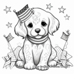 Cute Fourth of July Puppy with Flags Coloring Pages 1