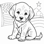 Cute Fourth of July Puppy with Flags Coloring Pages 2