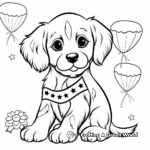 Cute Fourth of July Puppy with Flags Coloring Pages 4