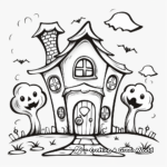 Cute Halloween haunted House Coloring Pages for Children 2